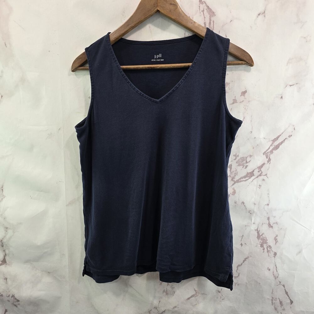 J Jill Shirt Womens XS Navy Blue Tank Top Pima V Neck Cotton Tee T Basic